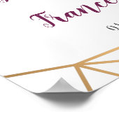 プラムフローラフェイク金ゴールド幾何学歓迎サイン11x14 ポスター (角)