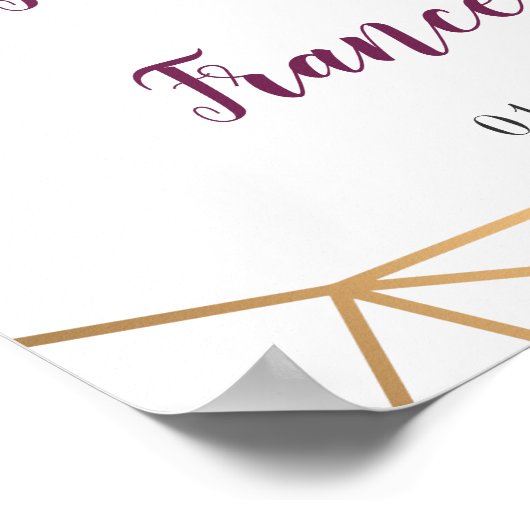 プラムフローラフェイク金ゴールド幾何学歓迎サイン11x14 ポスター (角)