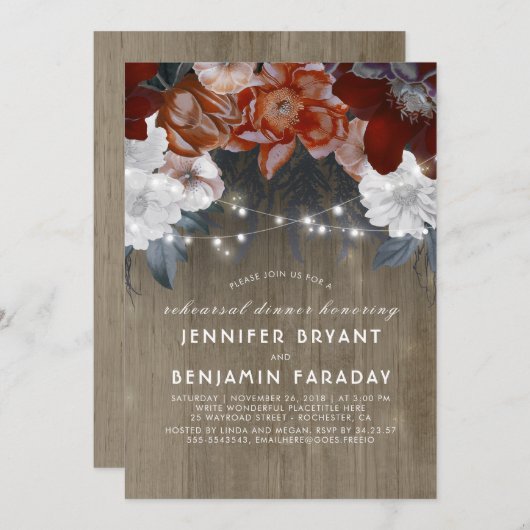 プラムフローラライツリハ素朴ーサルディナー 招待状 (正面/裏面)