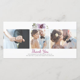 プラムフローラ水彩3枚結婚写真ありがとう サンキューカード