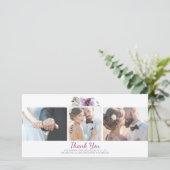 プラムフローラ水彩3枚結婚写真ありがとう サンキューカード (スタンド正面)