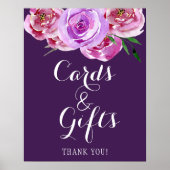 プラムフローラ牡丹の花束のカードと結婚そのサイン ポスター (正面)