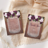 プラムフローラ素朴ウッドメイソンジャー結婚ズ サンキューカード