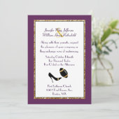 プラムブラックサッカー金ゴールド結婚式招待状 招待状 (スタンド正面)