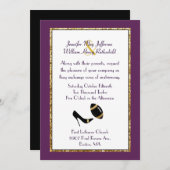 プラムブラックサッカー金ゴールド結婚式招待状 招待状 (正面/裏面)