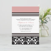 プラムブラック&ホワイトダマスクウェディング招待状 招待状 (スタンド正面)