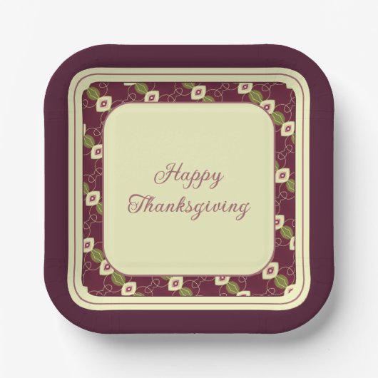 プラムブルゴーニュとクリームスクエア ペーパープレート (正面)
