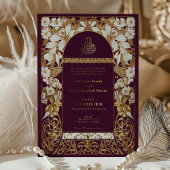 プラムブルゴーニュ結婚イスラームアンティーク金ゴールドイスラム 箔招待状
