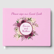 プラムブルゴーニュ赤面ピンクフローラゲストブック