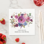 プラムブルーフローラブライダルシャワー紙ナプキンス スタンダードランチョンナプキン (インサイチュ)