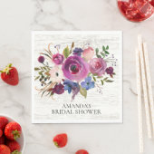 プラムブルーフローラブライダルシャワー紙ナプキンス スタンダードランチョンナプキン (インサイチュ)