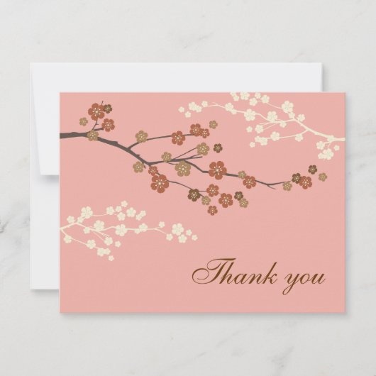 プラムブロッサムフラットサンキューカードピンク サンキューカード (正面)