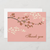 プラムブロッサムフラットサンキューカードピンク サンキューカード (正面/裏面)
