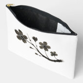 プラムブロッサムラインアート – ボタニカルデザインオン アクセサリーポーチ (見開き)