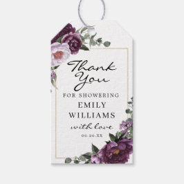 プラムプオーニーブライダルシャワーメッセージカード ギフトタグ