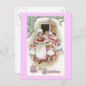 プラムプリンのビンテージクリスマスに熱望 シーズンポストカード (正面/裏面)