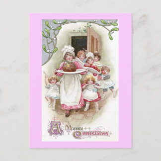 プラムプリンのビンテージクリスマスに熱望 シーズンポストカード