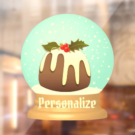 プラムプリン雪のグローブ冬のケーキ赤い緑 ウィンドウサイン