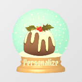 プラムプリン雪のグローブ冬のケーキ赤い緑 ウィンドウサイン (シート)