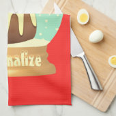 プラムプリン雪のグローブ冬のケーキ赤い緑 キッチンタオル (四つ折り)