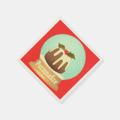 プラムプリン雪のグローブ冬のケーキ赤い緑 スタンダードカクテルナプキン (角)