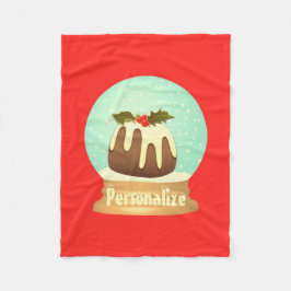 プラムプリン雪のグローブ冬のケーキ赤い緑 フリースブランケット