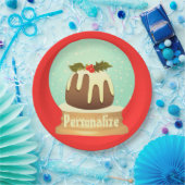 プラムプリン雪のグローブ冬のケーキ赤い緑 ペーパープレート (パーティー)