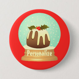 プラムプリン雪のグローブ冬のケーキ赤い緑 缶バッジ