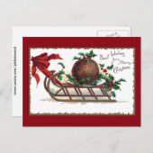 プラムプリンONそりのヴィンテージクリスマス シーズンポストカード (正面/裏面)