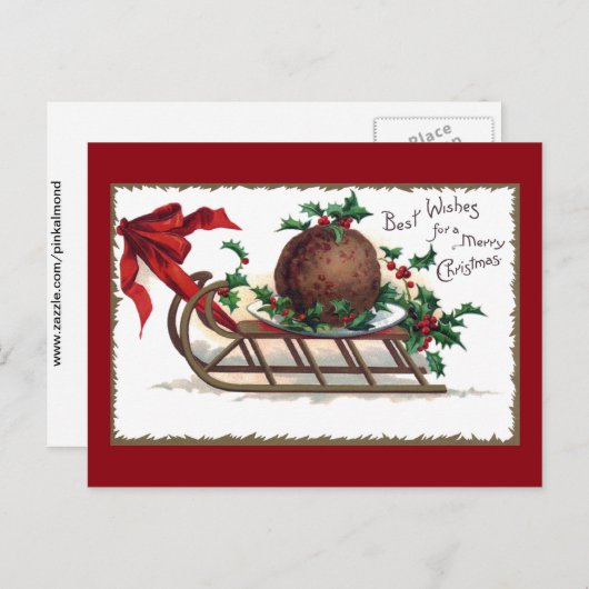 プラムプリンONそりのヴィンテージクリスマス シーズンポストカード (正面/裏面)