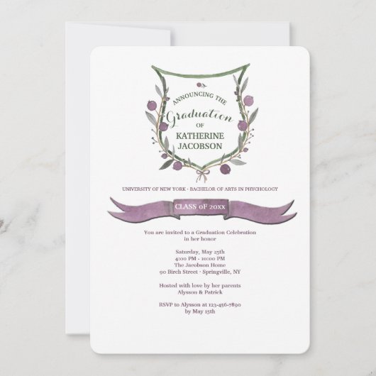 プラムベリーシールド卒業招待状 招待状 (正面)