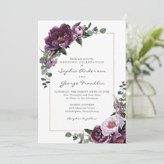 プラムペニーズ結婚式招待状カード 招待状 (スタンド正面)