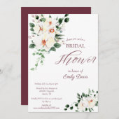 プラムホワイトオーキッドパンパストロピカルブライダルシャワー 招待状 (正面/裏面)