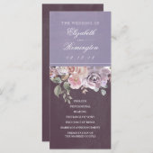 プラムマウヴアンド薄紫ヴィンテージフローラ結婚式 プログラム (正面/裏面)