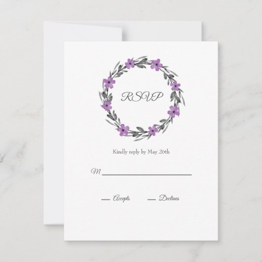 プラムメイブグレーブラックウォーターフローラリース 出欠カード (正面)