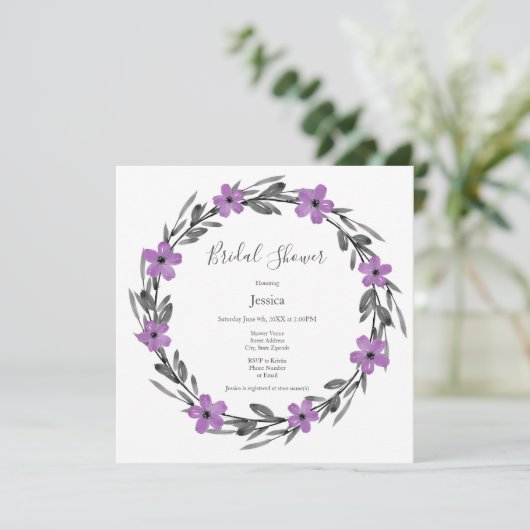 プラムメイブグレーブラックウォーターフローラリース 招待状 (スタンド正面)