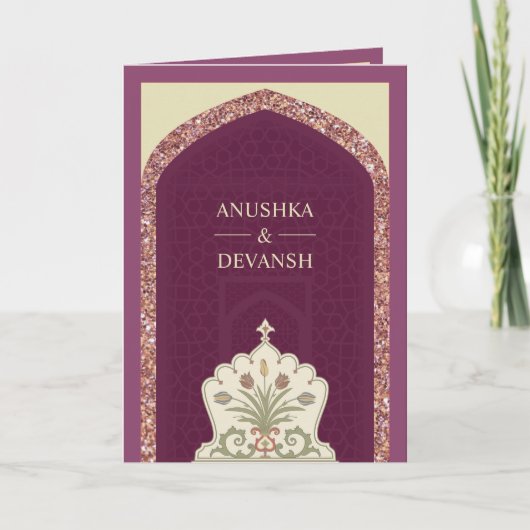 プラムメイブバラ金ゴールドオールインワンインディアン結婚ズ 招待状 (正面)