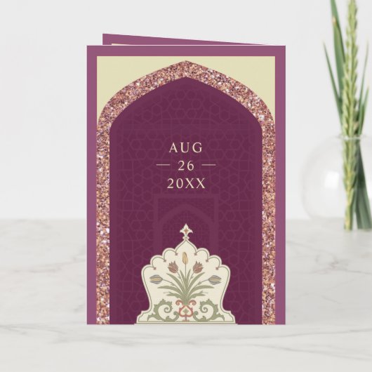 プラムメイブバラ金ゴールドオールインワンインディアン結婚ズ 招待状 (裏面)