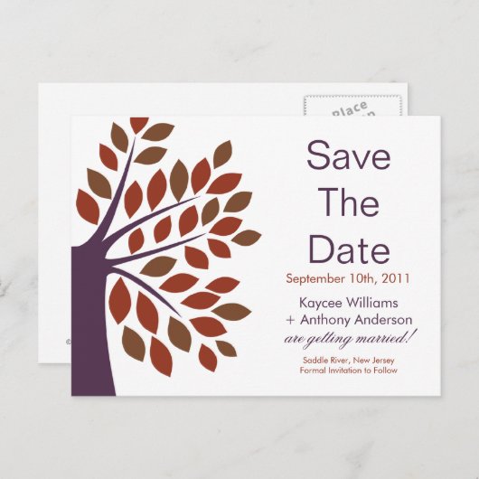 プラムモダンツリー日付のポストカードを保存する！ 案内ポストカード (正面/裏面)