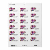 プラムモダンブルーフローラ差出人住所ラベル ラベル (フルシート)