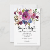 プラムモダンブルー赤ちゃんシャワーおむつラッフルチケット 招待状 (正面)