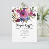 プラムモダンブルー赤ちゃんシャワーおむつラッフルチケット 招待状 (スタンド正面)