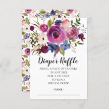 プラムモダンブルー赤ちゃんシャワーおむつラッフルチケット