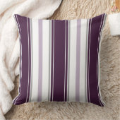 プラムラベンダーグレーホワイト垂直ストライプ | クッション (ブランケット)