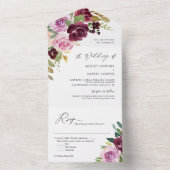 プラムラベンダーパープル赤面結婚フローラ オールインワン招待状 (内側)