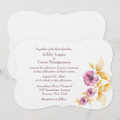 プラムローズの水彩画ウェディング招待状 招待状 (正面/裏面)