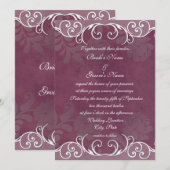 プラムローズエレガントウェディング招待状 招待状 (正面/裏面)