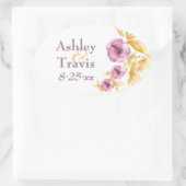 プラムローズ水彩画シール 楕円形シール (バッグ)