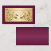 プラムワインと金ゴールドフローラダマスクプレイスカード プレイスカード (正面/裏面)