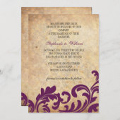 プラムヴィンテージフローラスワール結婚式招待状 セーブザデート (正面/裏面)